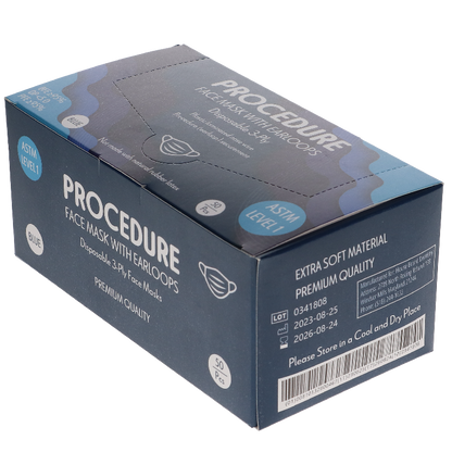 HSB - Earloop 3-PLY Masks 50/Bx ASTM Level 1 Blue, 50/bx