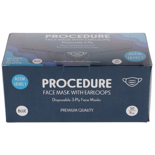 HSB - Earloop 3-PLY Masks 50/Bx ASTM Level 1 Blue, 50/bx