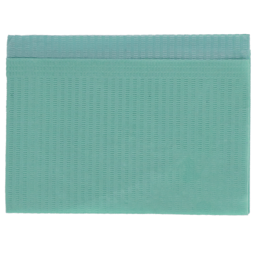 HSB - Disposable Bibs, 2+1 Ply, 13" x 18", Aqua, 500/Pk - 109216