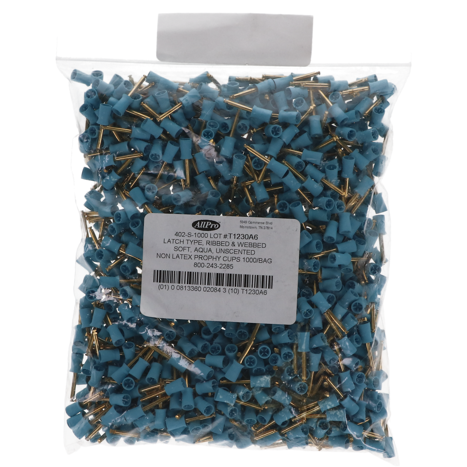 Allpro: Prophy Cups Bulk Pack 1000/pk Non Latex Aqua Adult-Latch Type - 402-S-1000