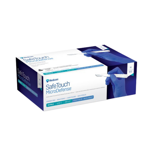 Medicom: SafeTouch Micro Defense, Antimicrobial Text Nitrile Med Exam, Medium Gloves 200/bx - 1230-C