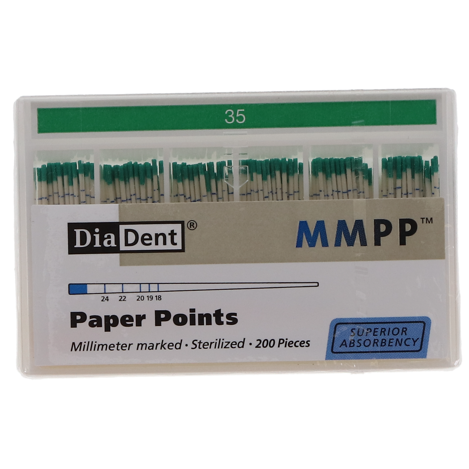 Absorbent Paper Points – Spill-Proof Box, ISO Sizes, 200/Box, Size # 8