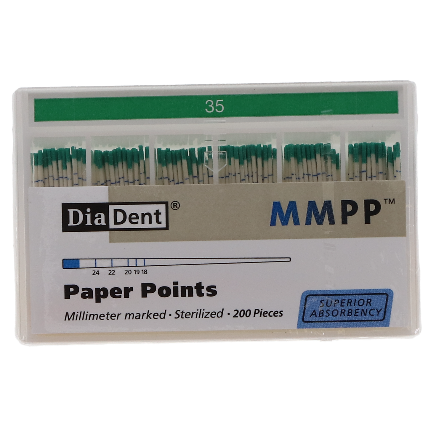 Absorbent Paper Points – Spill-Proof Box, ISO Sizes, 200/Box, Size # 25