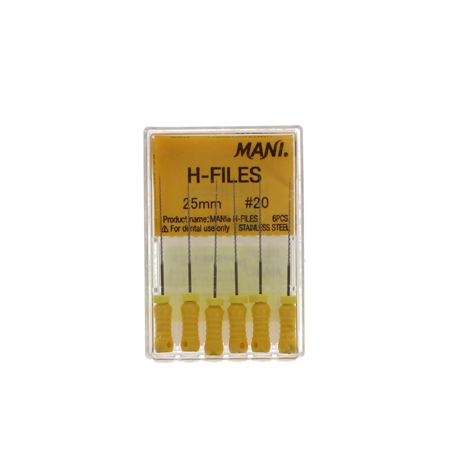 Hedstrom Files, Stainless Steel, 25 mm, # 20, Yellow, 6/Pk
