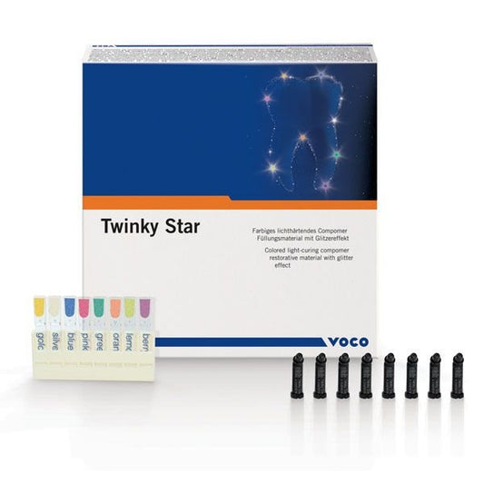 Voco Twinky Star Colored Glitter Light-Curing Compomer – 0.25 g Caps Refill, 25/Pkg - Pink
