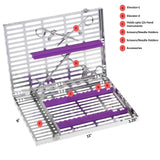 SurgiWorld – Oral Surgery Instrument Cassette Compact: 10 Instruments, 2 Elevators, 2 Hinged, 203 x 280 mm