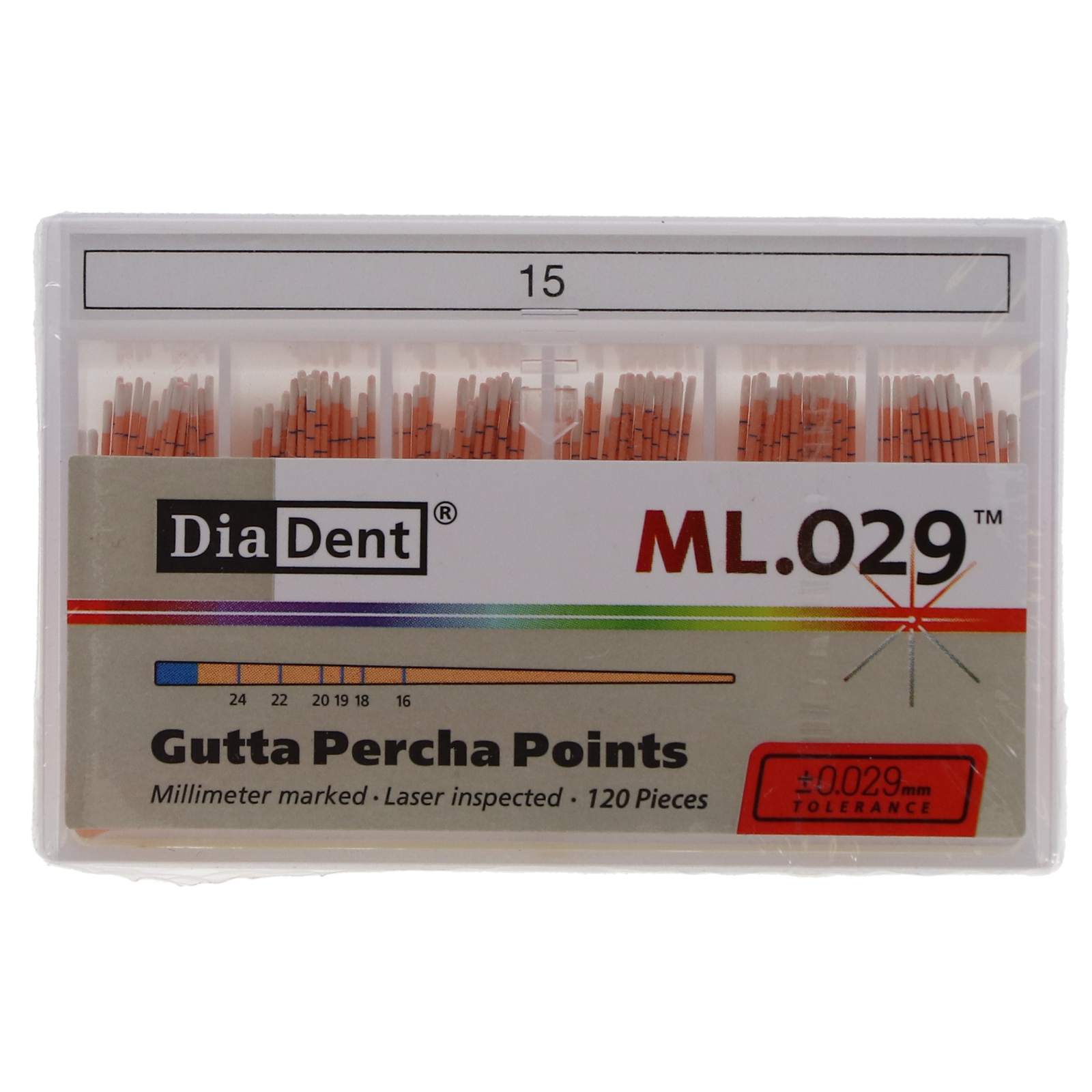 Gutta Percha Points ISO Sizes Non-Marked – Standard Sizes, Vials, 120/Pkg, Size #20