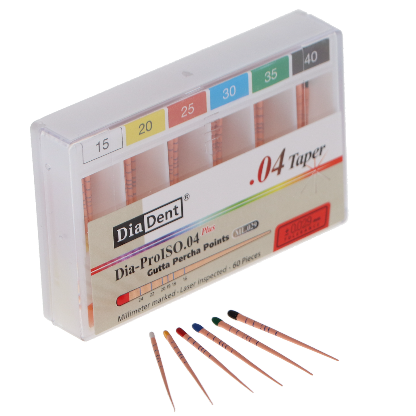 Dia-Pro ISO GT™ Taper Gutta Percha Points – MI.029, 60/Box, 0.04 Taper, Sze  # 45