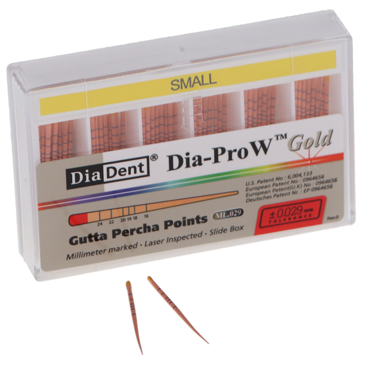 Dia-Pro W GOLD GUTTA PERCHA Spill Proof 60 pts/box, Small