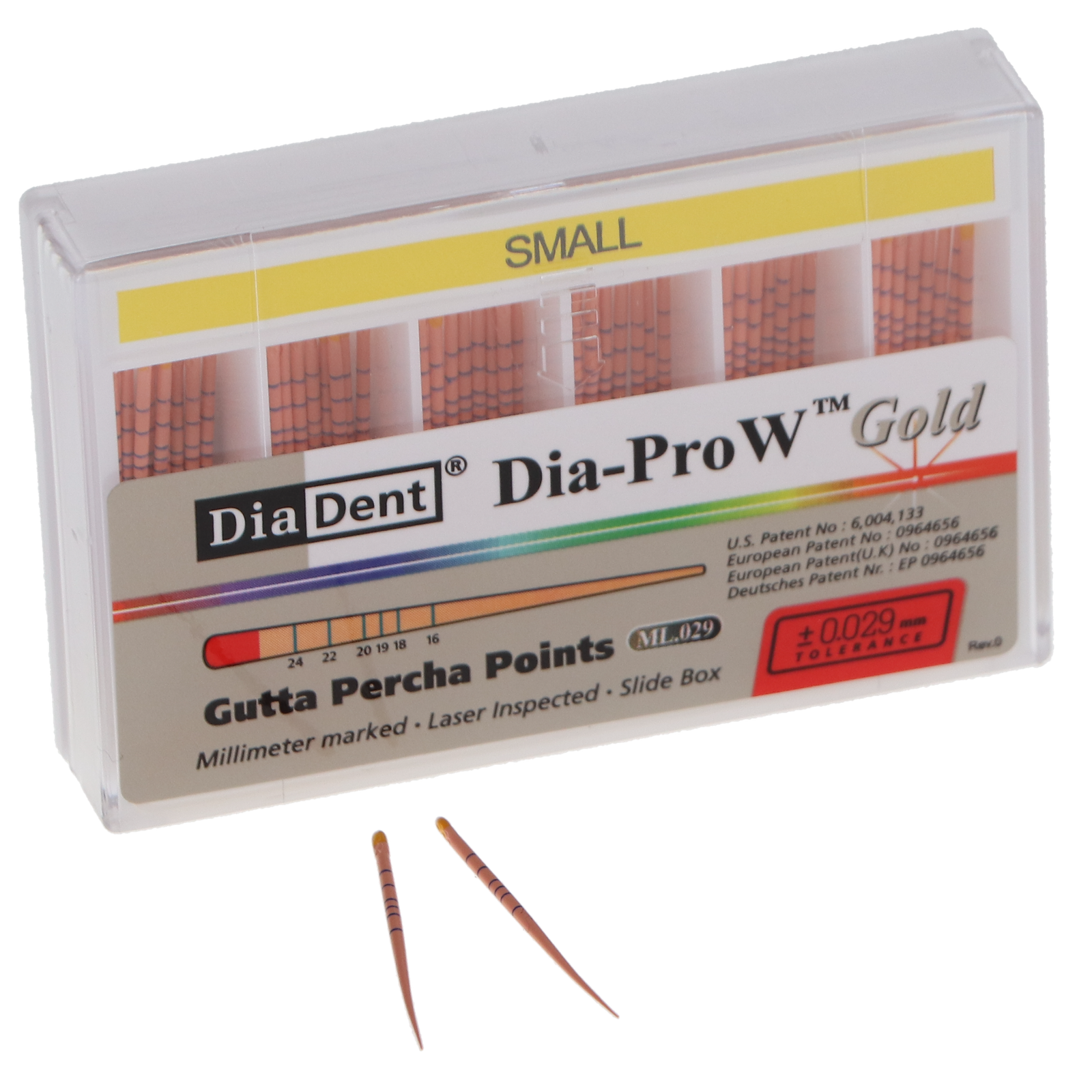 Dia-Pro W GOLD GUTTA PERCHA Spill Proof 60 pts/box, Medium