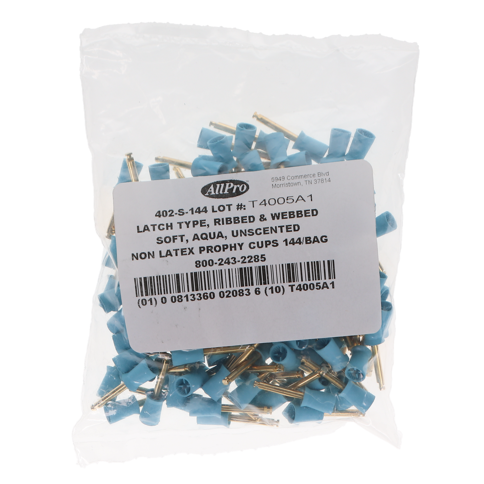 Allpro: Prophy Cups 144/pk Non-Latex Latch Aqu-Adu - 402-S-144