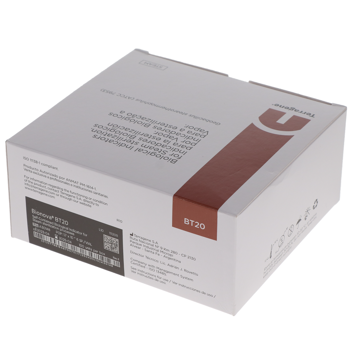 Terragene BT20/6 Biological Indicators, 24-Hour, 100/Box