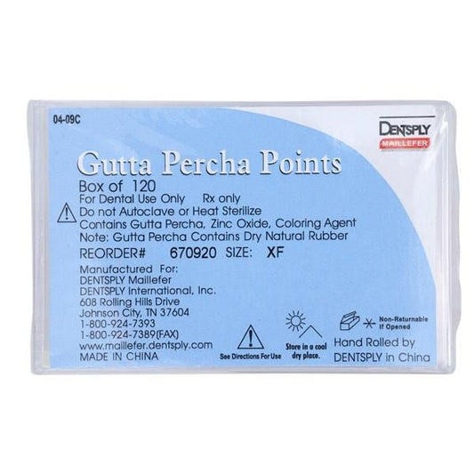 Gutta Percha Points – Hand Rolled, Color Coded, 20 Points/Vial, 6 Vials/Box, Medium-FIne