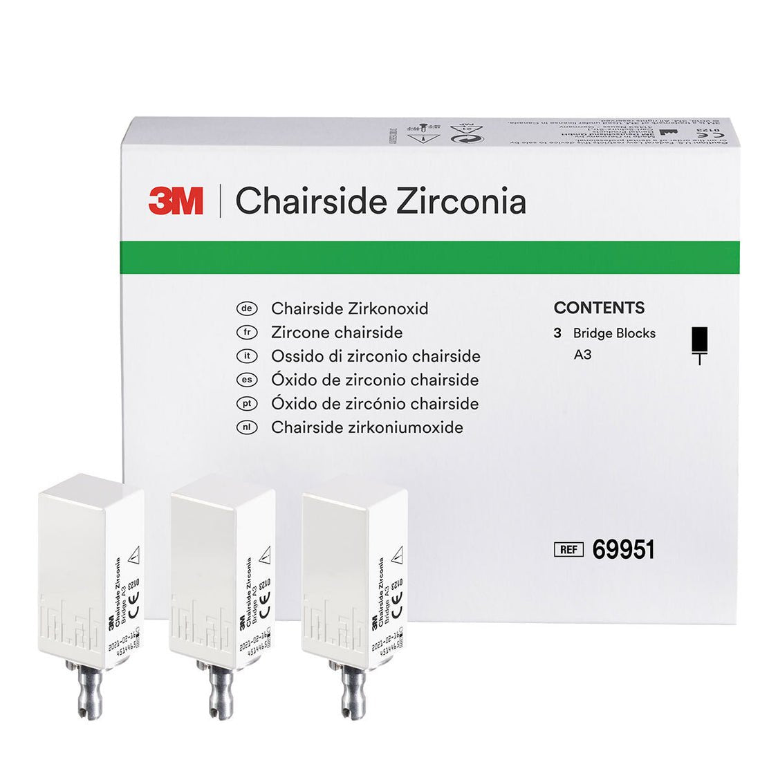 3M™ Chairside Zirconia Blocks for CEREC - 5 Crown Blocks (20mm - 5/Pkg), Shade A1