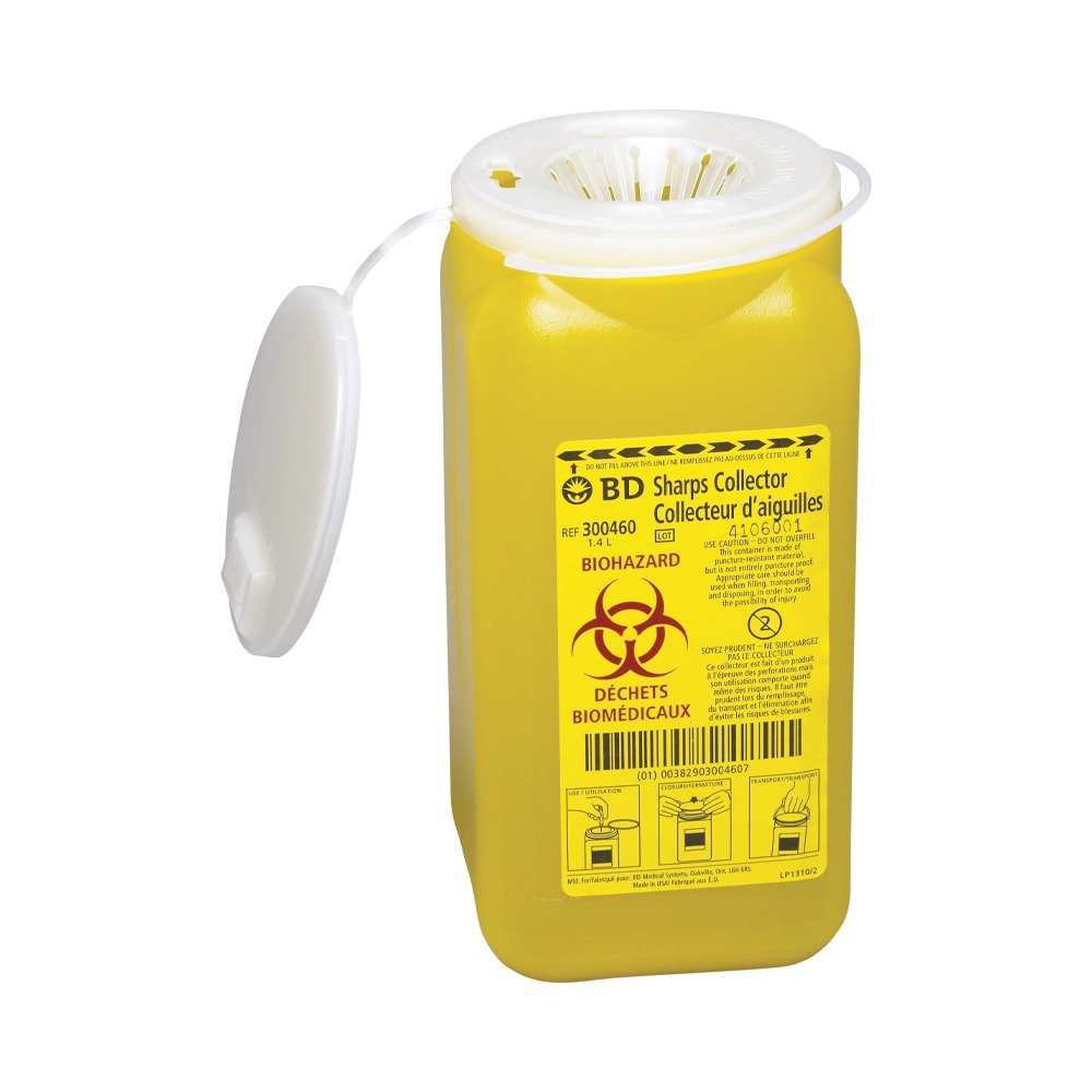 BD: Sharps Container 7.6L Large Nestable Clear/Yellow 24/Ca - 300440