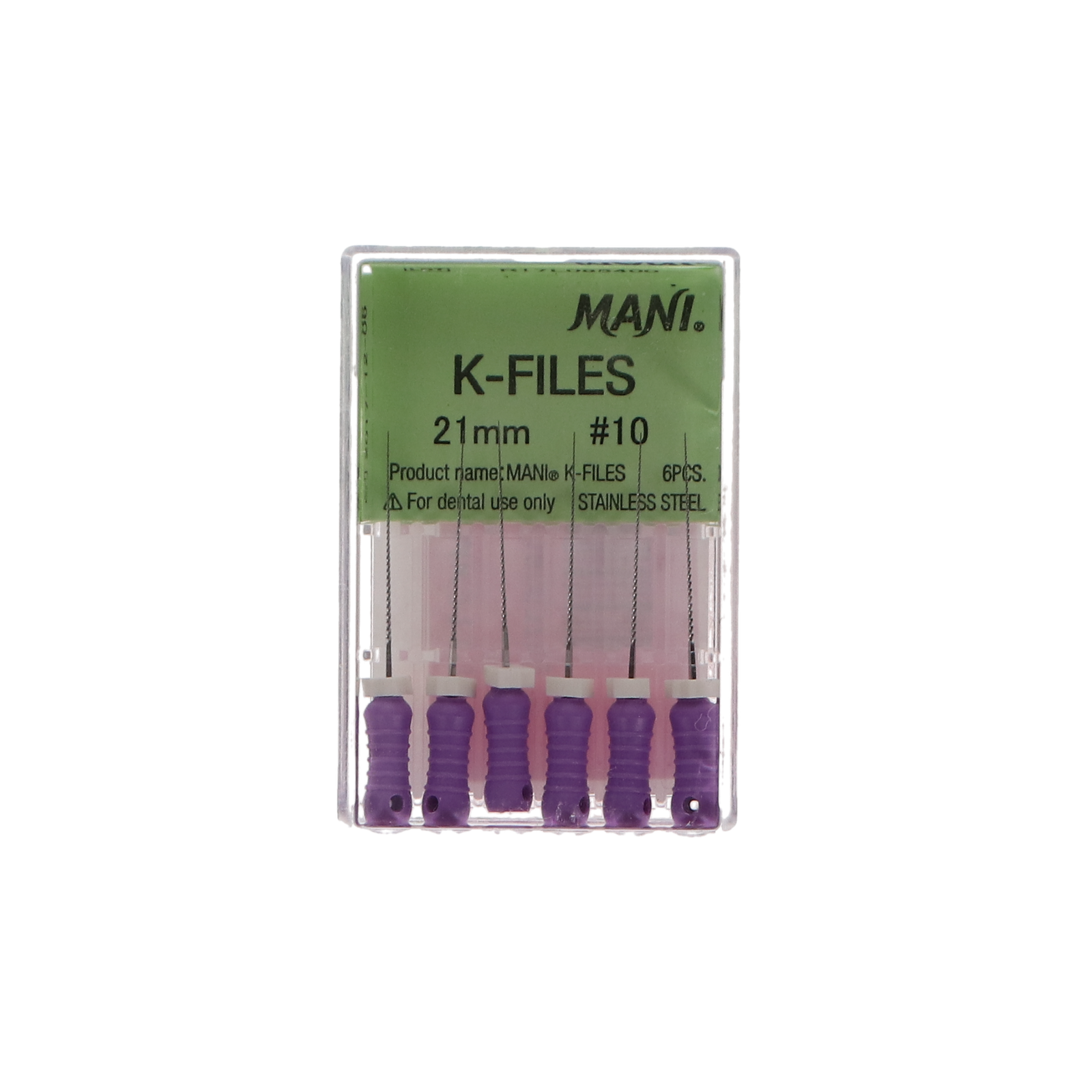 K-File, Stainless Steel, 21 mm, # 10, Purple, 6/Pk, MK2110