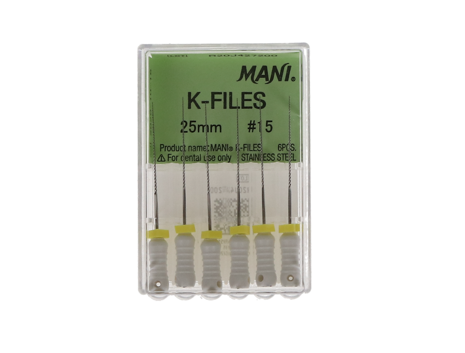 K-File, Stainless Steel, 25 mm, # 15, White, 6/Pk, MK2515