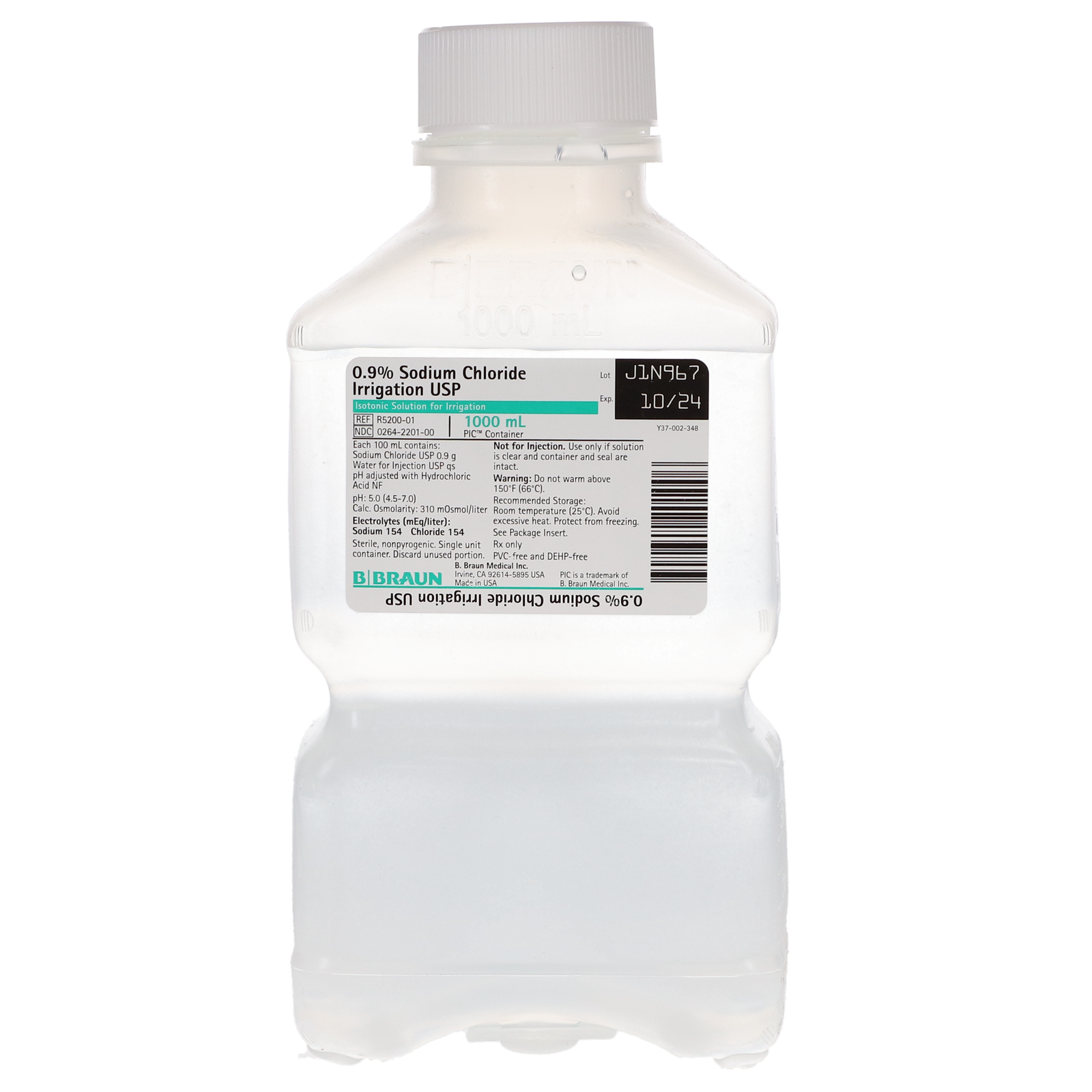 B Braun 0.9% Sodium Chloride Irrigation, USP, 1000 ml, 16/Pk, R5200-01-16