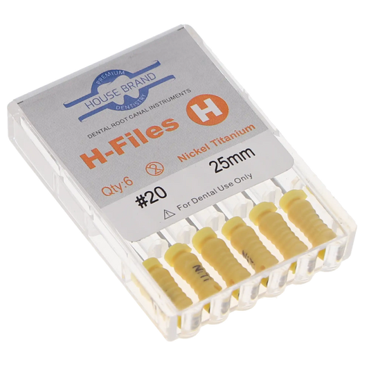 HSB NiTi Hedstrom File 25 mm ISO #20 Yellow 6/Pk