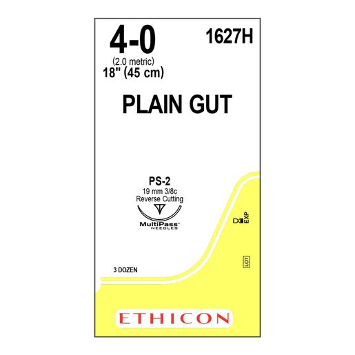 J&J Ethicon 4-0 Plain Gut Surgical Sutures PS-2 Reverse Cutting, 36/Pack | JJ-1627H
