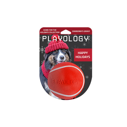 Playology Holiday Grandma's Gravy Scented Squeaky Chew Ball Dog Toy, Jumbo (Item #5371988)