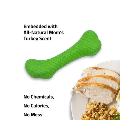 Playology Holiday Mom's Turkey Scented Crunch Bone Dog Toy, Jumbo (Item #5371993)