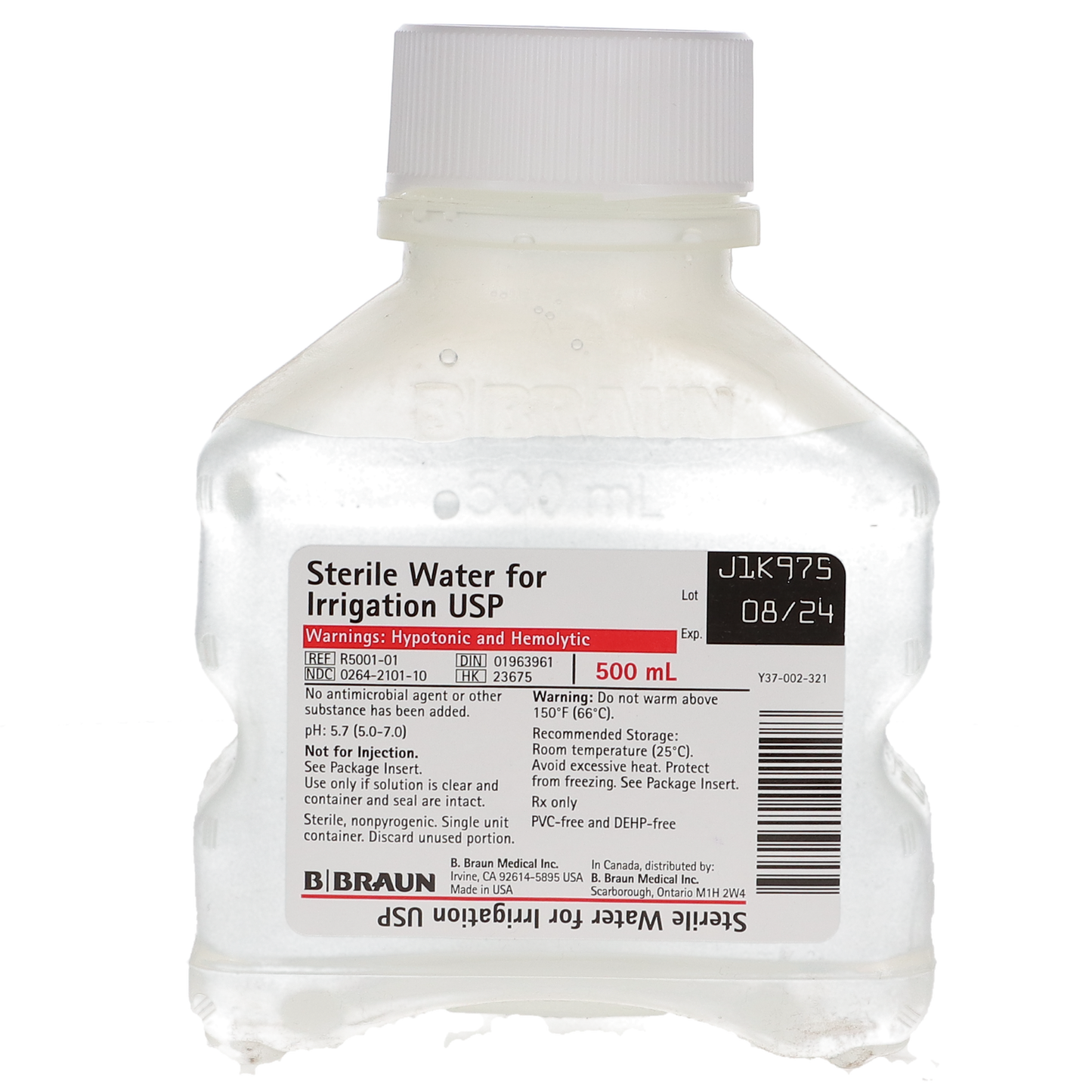 B Braun Sterile Water For Irrigation, USP, 500 ml, 1/Pk, R5001-01-16