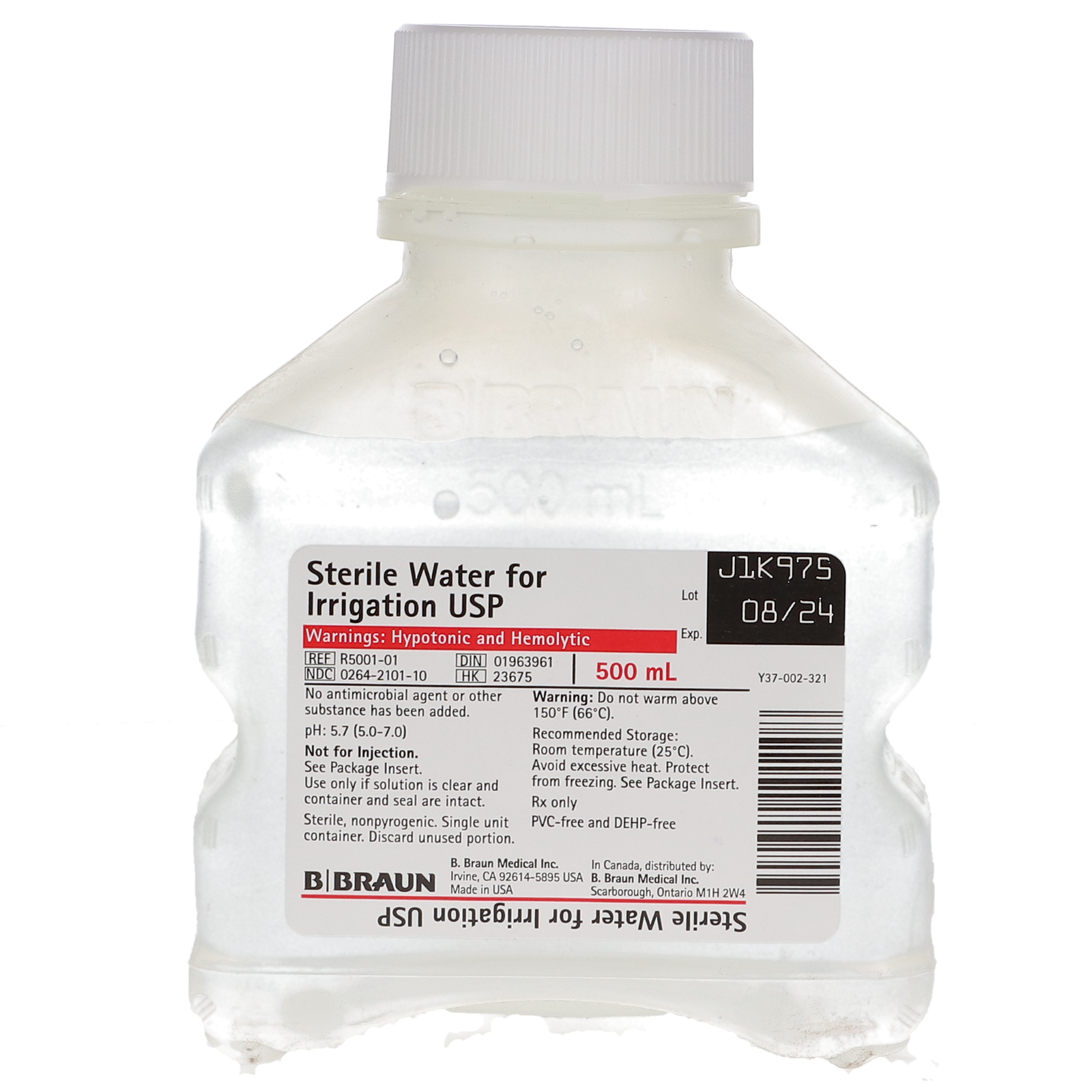 B Braun Sterile Water For Irrigation, USP, 500 ml, 1/Pk, R5001-01-16