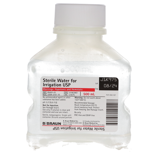 B Braun Sterile Water For Irrigation, USP, 500 ml, 1/Pk, R5001-01-16