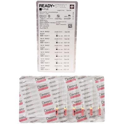 READY•STEEL™ K-Files – Stainless Steel, Sterile, 6/Pkg, Length 31mm, Size 30 Blue