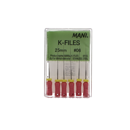 K-File, Stainless Steel, 25 mm, # 06, Pink, 6/Pk, MK2506