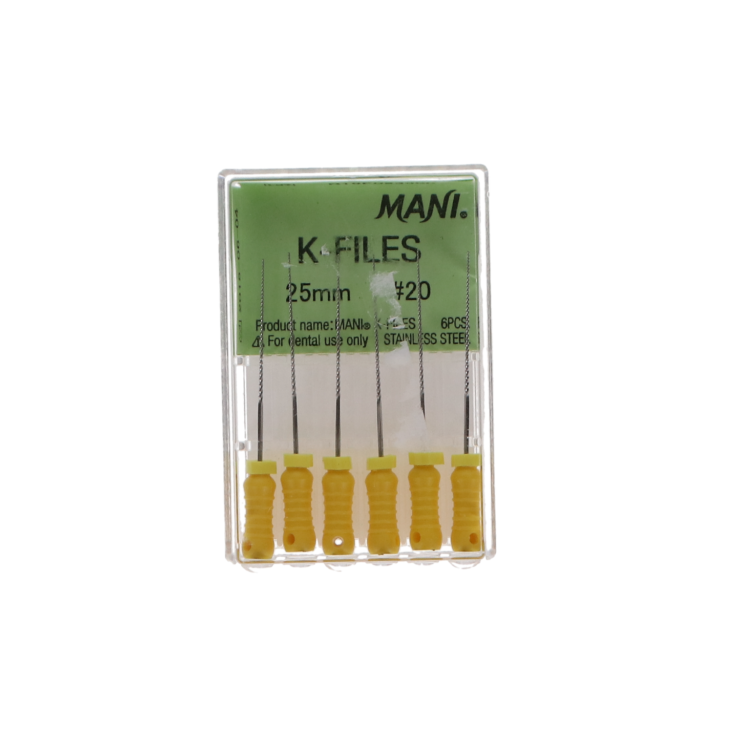 K-File, Stainless Steel, 25 mm, # 20, Yellow, 6/Pk, MK2520