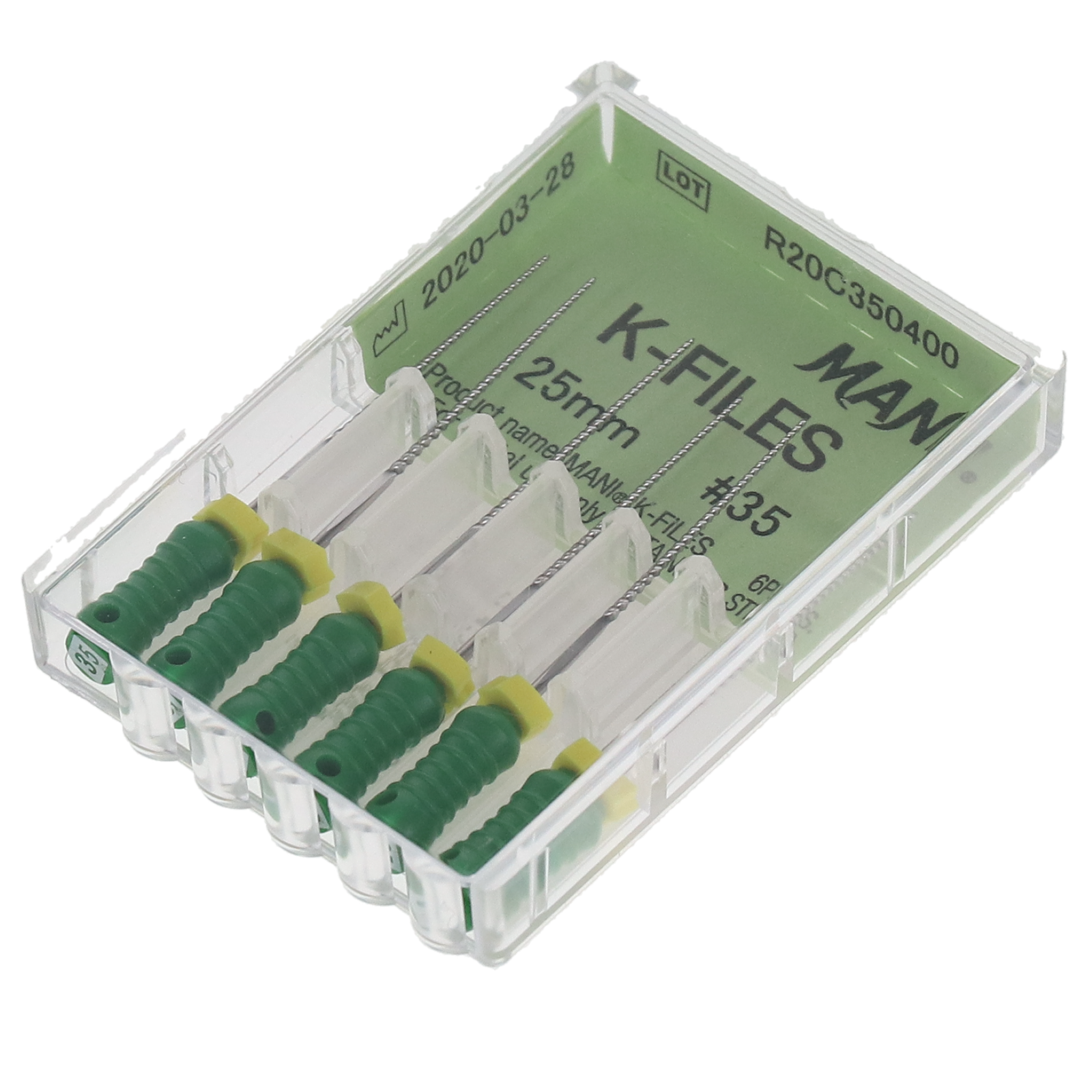 K-File, Stainless Steel, 25 mm, # 35, Green, 6/Pk, MK2535