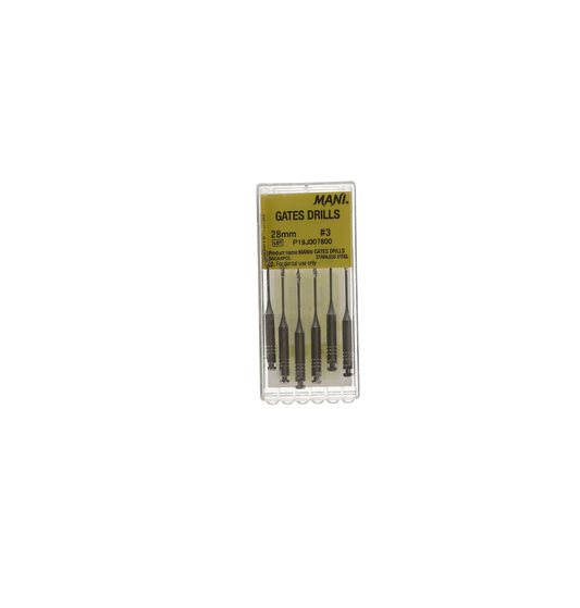 Stainless-Steel Gates Glidden Drills, RA, 28 mm, # 3, Short, 6/Pk, EN-GG283