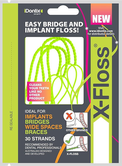 iDontix X-Floss Easy Braces-Bridge and Implant Floss 30 Stands/Pk