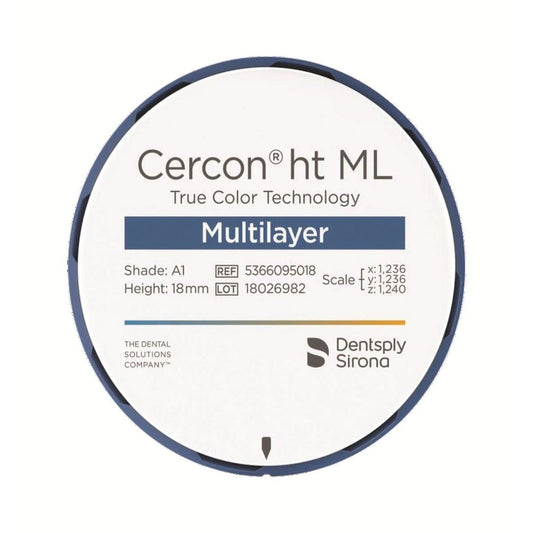 Cercon® ht ML CAD/CAM Disks, 98 mm Diameter, 14 mm Thickness, Shade A1