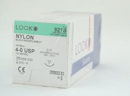 Look Black Nylon Sutures  Reverse Cutting,12/Box 918B-921B-925B-928B-922B