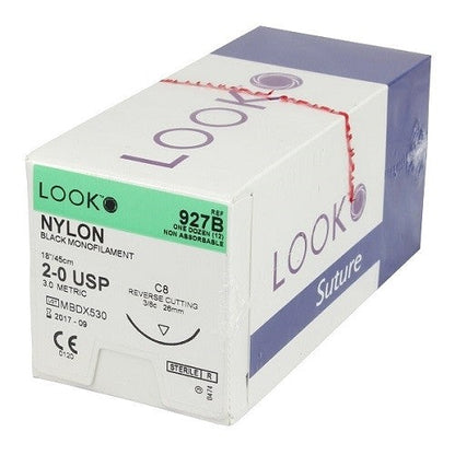 Look Black Nylon Sutures  Reverse Cutting,12/Box 918B-921B-925B-928B-922B