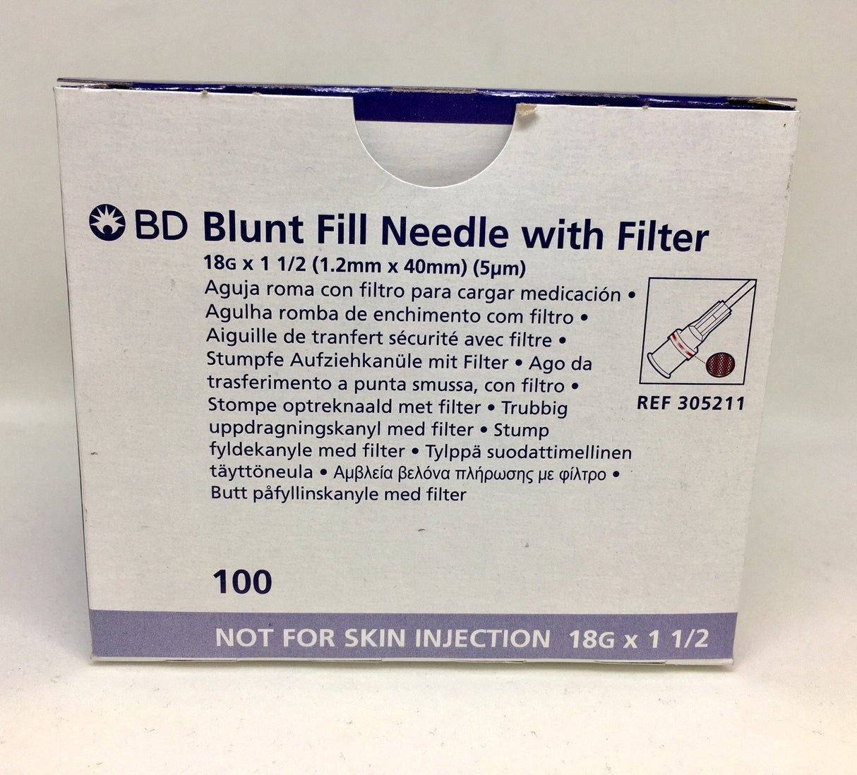 BD Blunt Filter Needle 18G x 1-1/2" (100 count) 100 Count