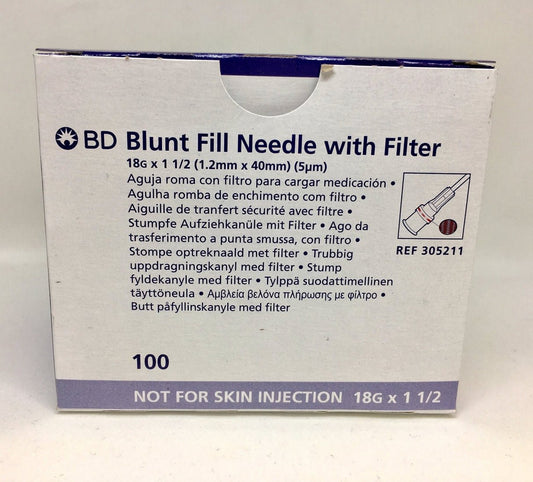 BD Blunt Filter Needle 18G x 1-1/2" (100 count) 100 Count