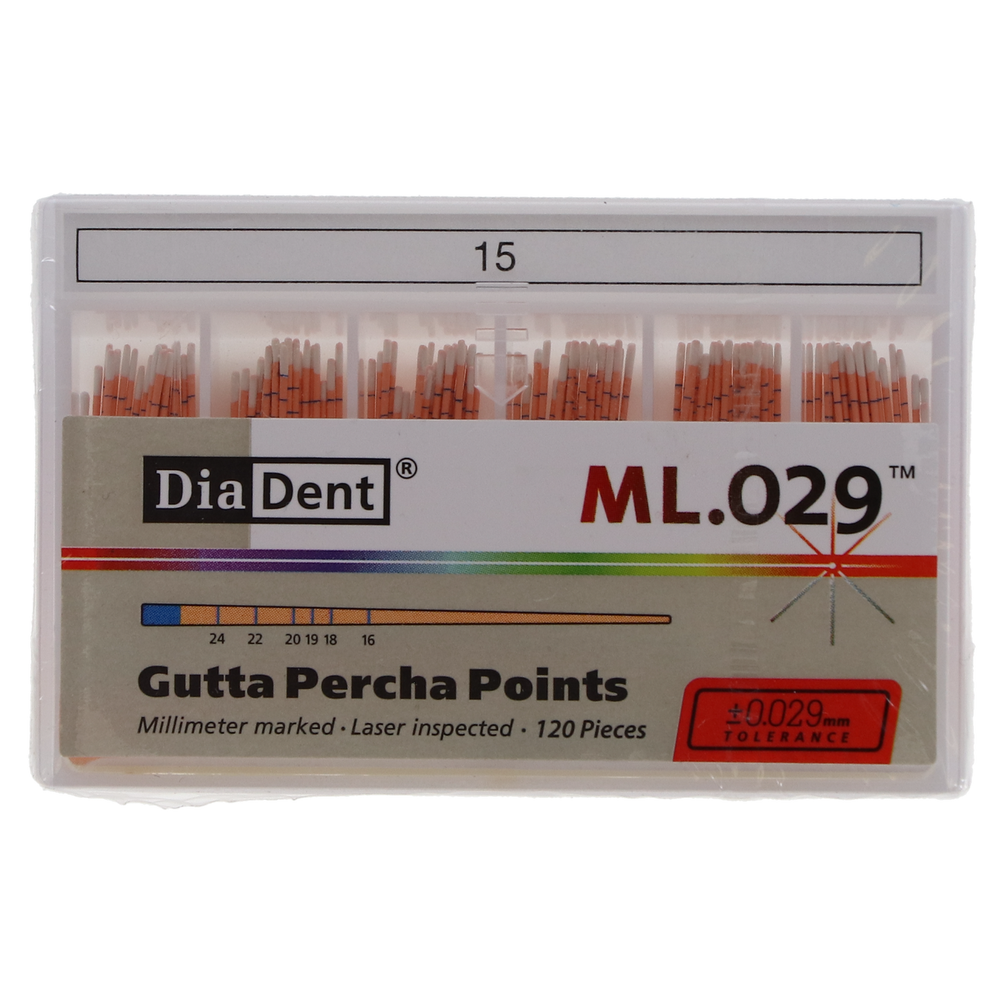 Gutta Percha Points ISO Sizes Non-Marked – Standard Sizes, Vials, 120/Pkg, Size #08