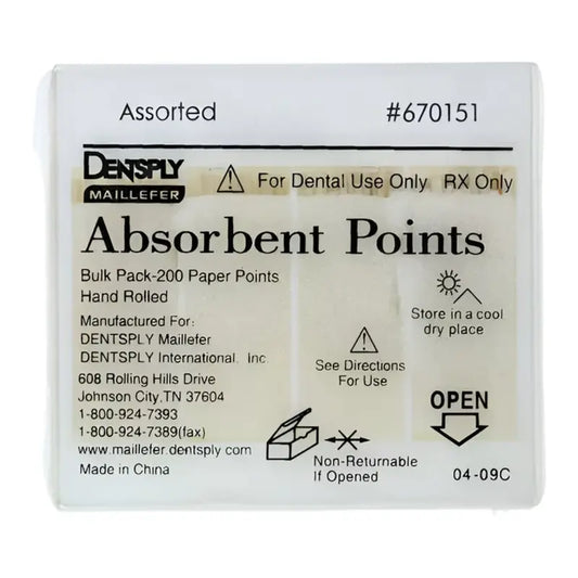 Absorbent Paper Points – Hand Rolled, Nonsterile, 200/Pkg, Fine