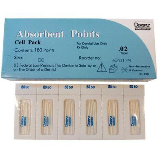 Absorbent Endodontic Paper Points – Standard ISO Sizes, Sterile Cell Package, 180/Box, Size # 70