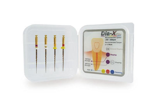 Dia-X Rotary Files 4 files/box, Size #D1-D4 Assorted 21mm
