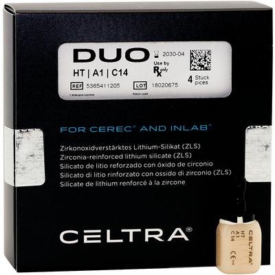 Celtra™ Duo Blocks for CEREC® and inLab, 4/Pkg - HT, C14, SHADE D2