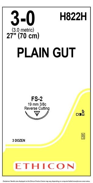 J&J - Plain Gut Absorbable Surgical Suture, Reverse Cutting | JJ-H822H