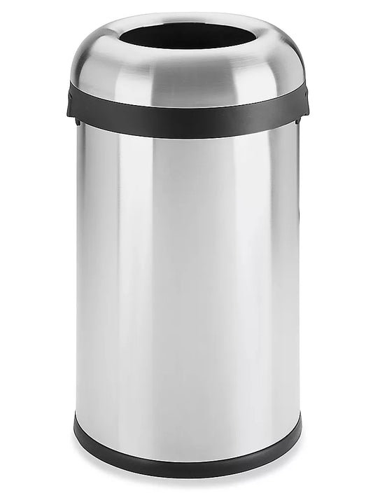 Simplehuman® Open Top Stainless Steel Trash Can - Round, 16 Gallon, H-3622