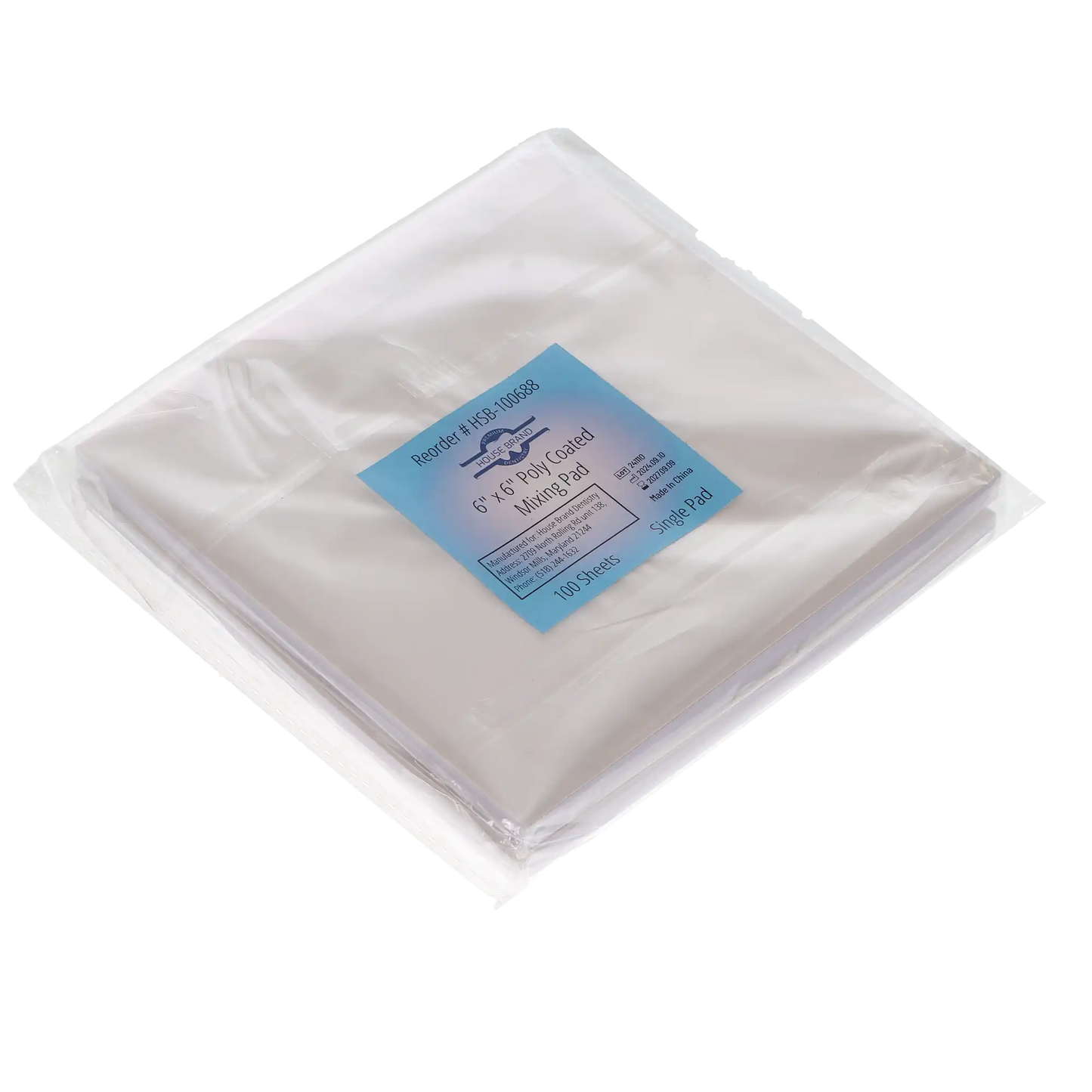 HSB 6" x 6" Poly Coated Mixing Pad 100 Sheets Single Pad (100688)