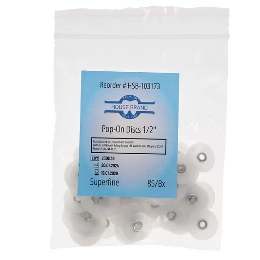 HSB Sof-Lex Type Pop-On polishing discs 1/2" Superfine Light Blue 85/Pk