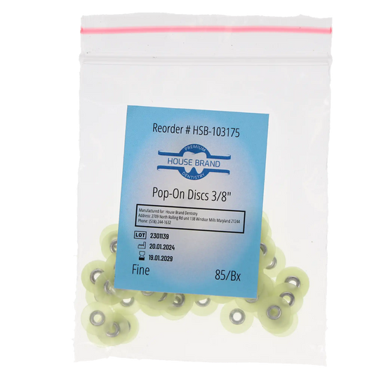 HSB Sof-Lex Type Pop-On polishing discs 3/8" Fine Yellow 85/Pk